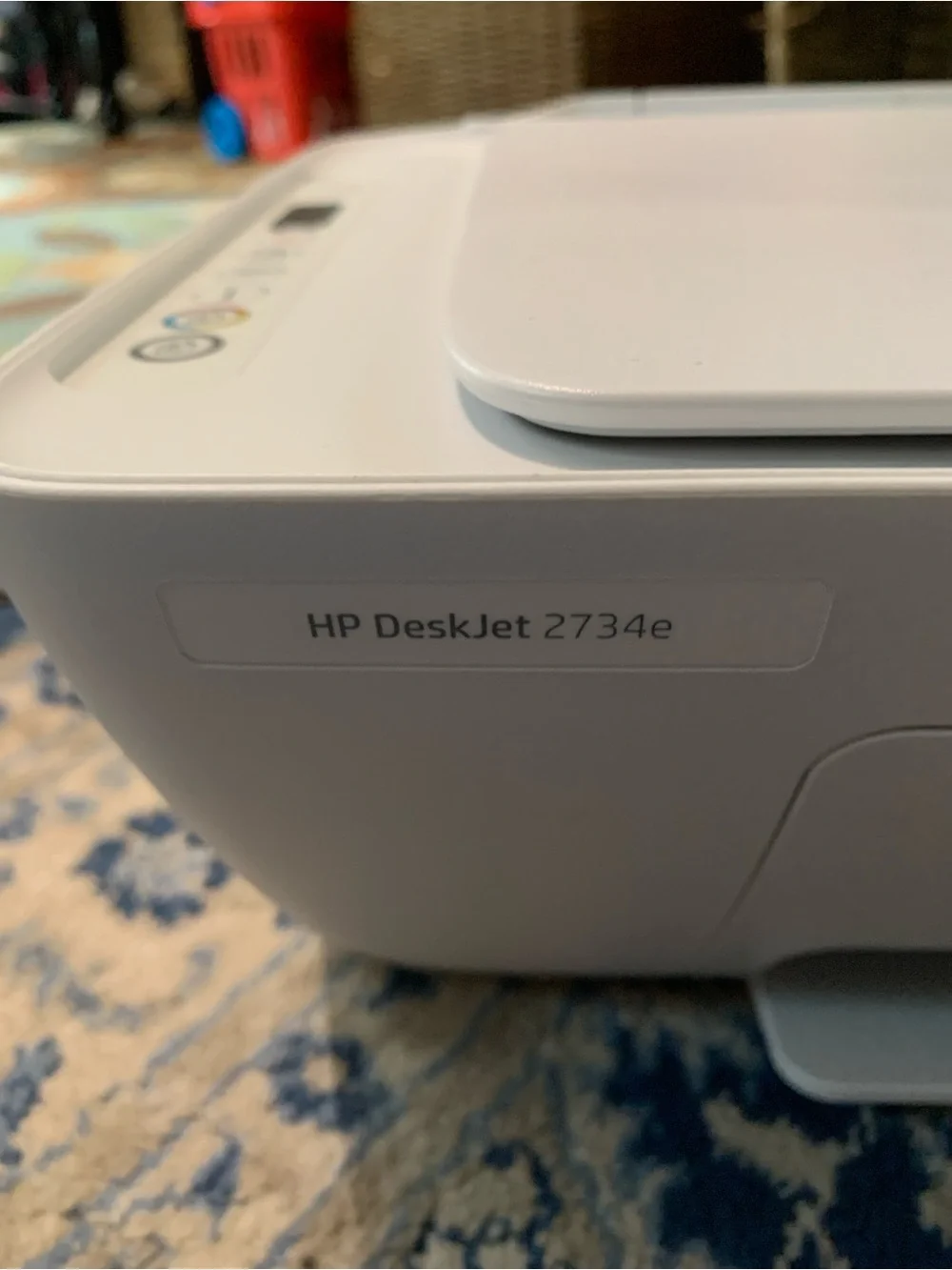 HP White Desktop All-in-One Printer Scanner Copier. Some markings on top.
